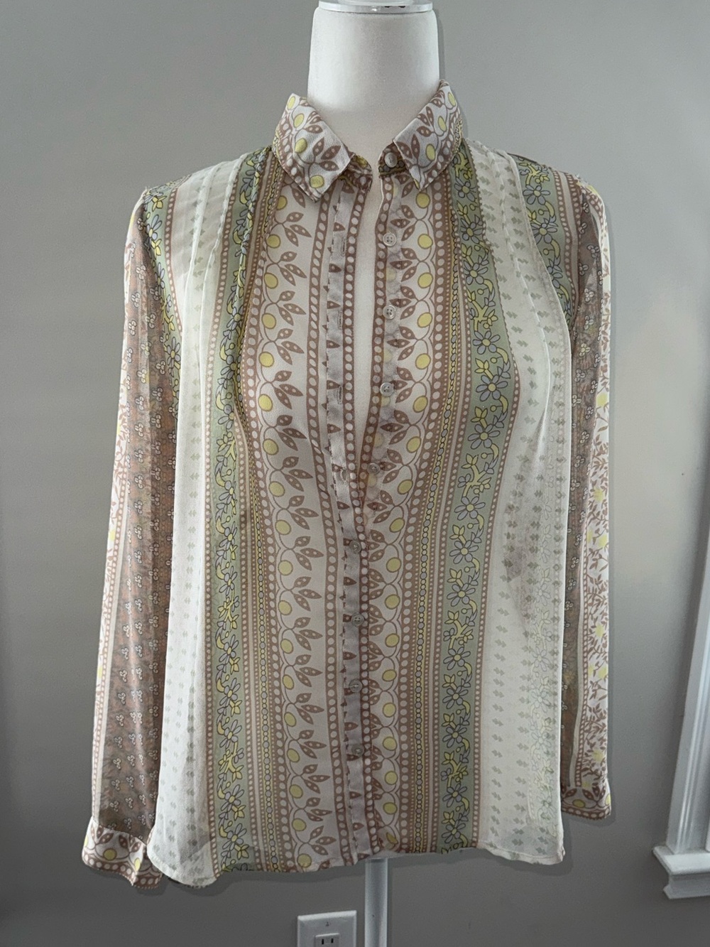 Free People Semi Sheer Button Down Blouse
